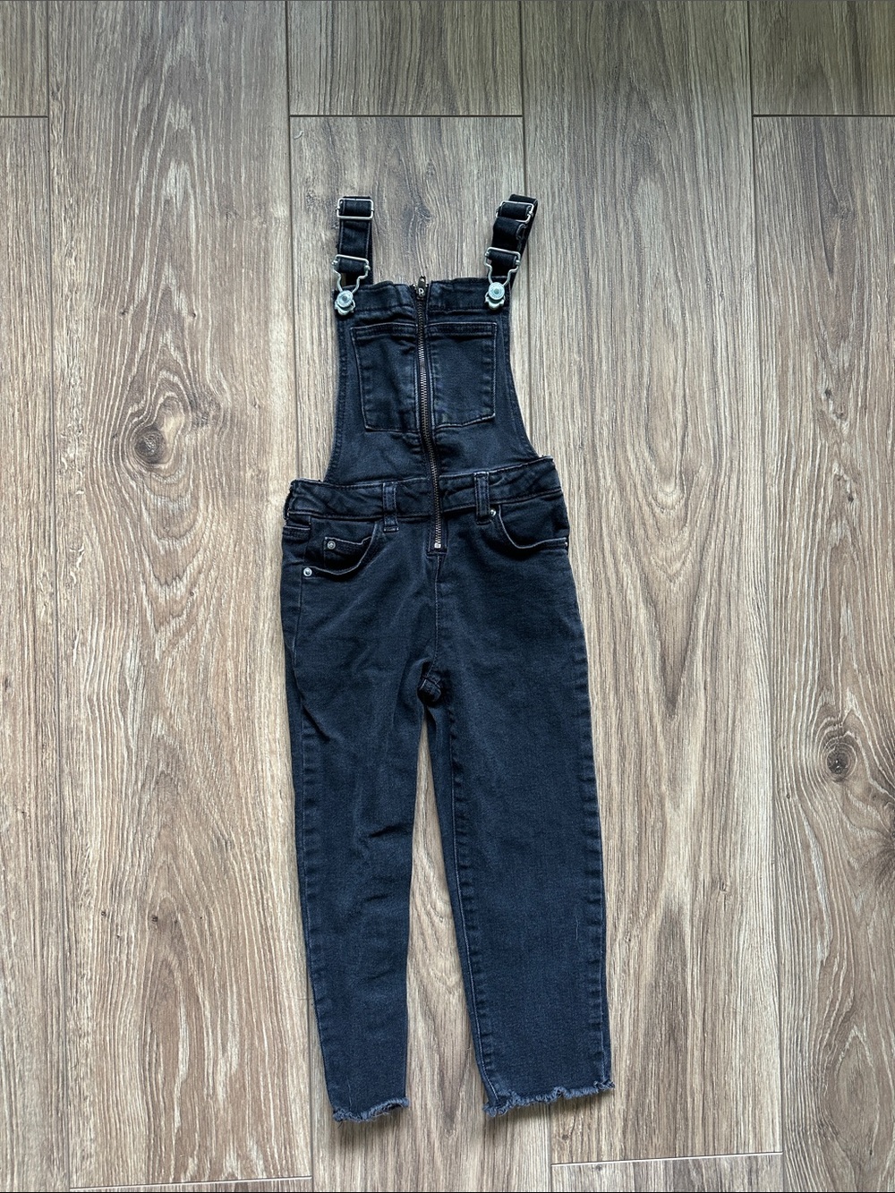 Zara Black Denim 3/4 year old Overalls with Front Zip